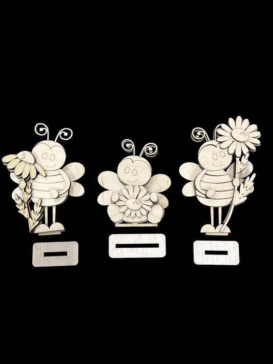 DIY Standing Bees, Standing Bees with Daisies, Daisy Bee Blanks, Bee Blanks, Bee and Daisy Tiered Tray Pieces, Choose Bee, Singles