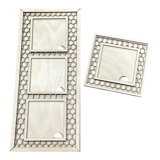 DIY Chicken Wire Frames for Square Frames, Wood Framed Sign, Mantel Deco, Home Decor, Shelf Sitter, Frames Interchangeable 4.25" Squares