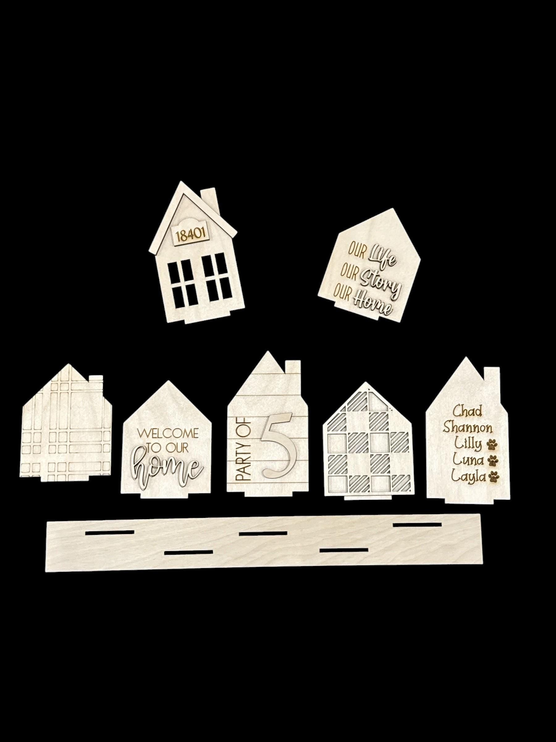DIY Family Home Standing House single or Bundle of 5, Unfinished Home Decor, Party of, Personalized Home Signs