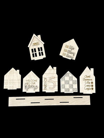 DIY Family Home Standing House single or Bundle of 5, Unfinished Home Decor, Party of, Personalized Home Signs