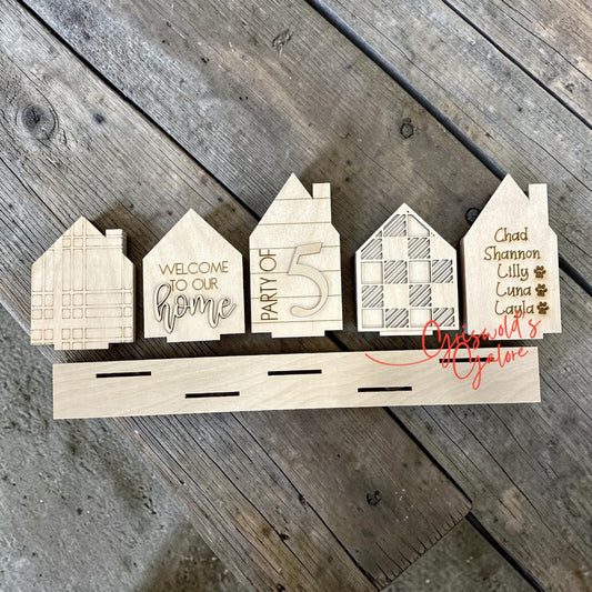 DIY Family Home Standing House single or Bundle of 5, Unfinished Home Decor, Party of, Personalized Home Signs