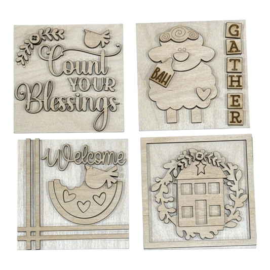 DIY Primitive Squares, DIY Ladder Inserts, Count Your Blessings, Ladder Inserts Craft, Paint Your Own, Home, Gather Squares, 4.25"
