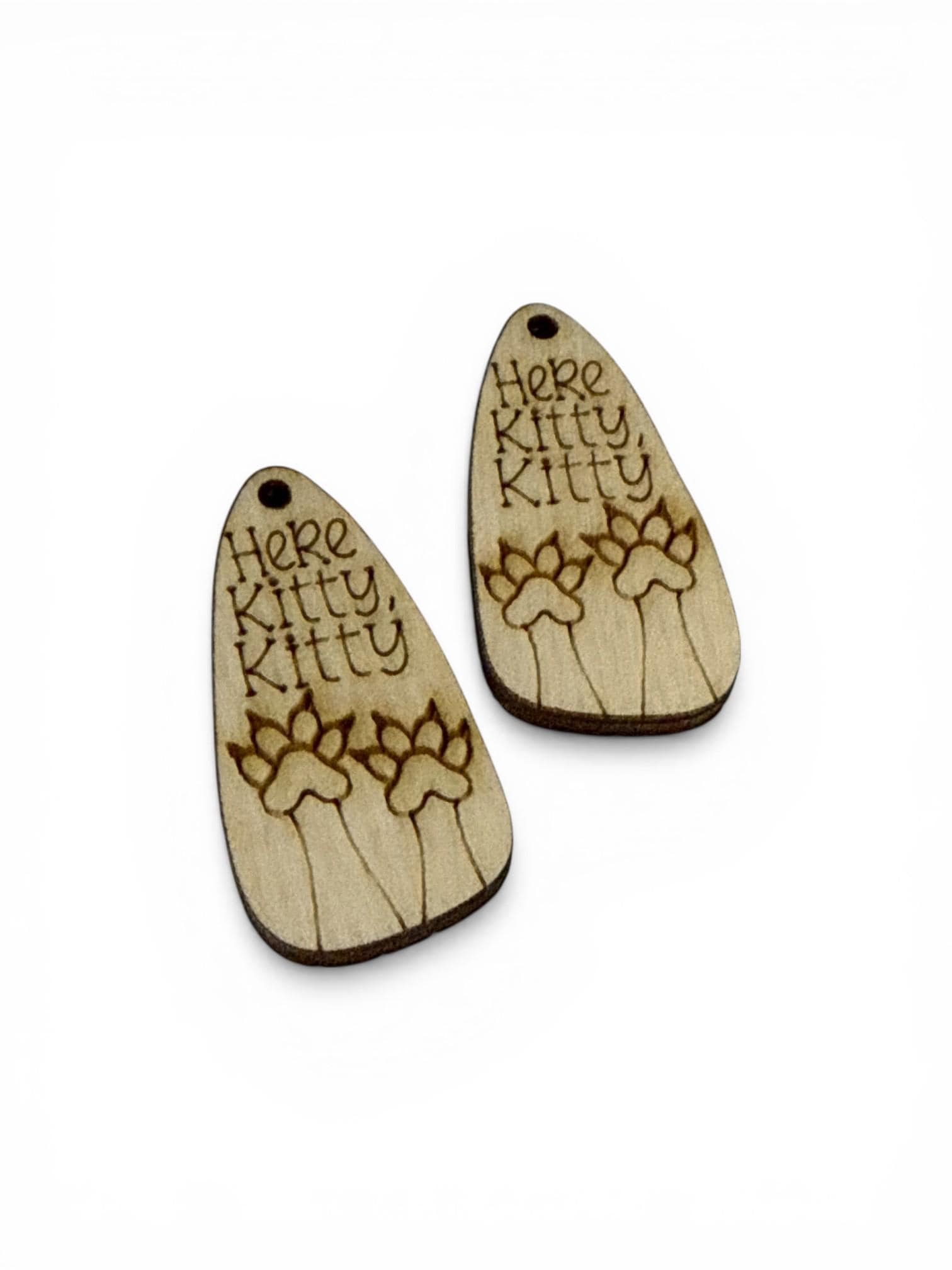 DIY Here Kitty Kitty Earrings: Unfinished Wood Cat Earrings, Animals
