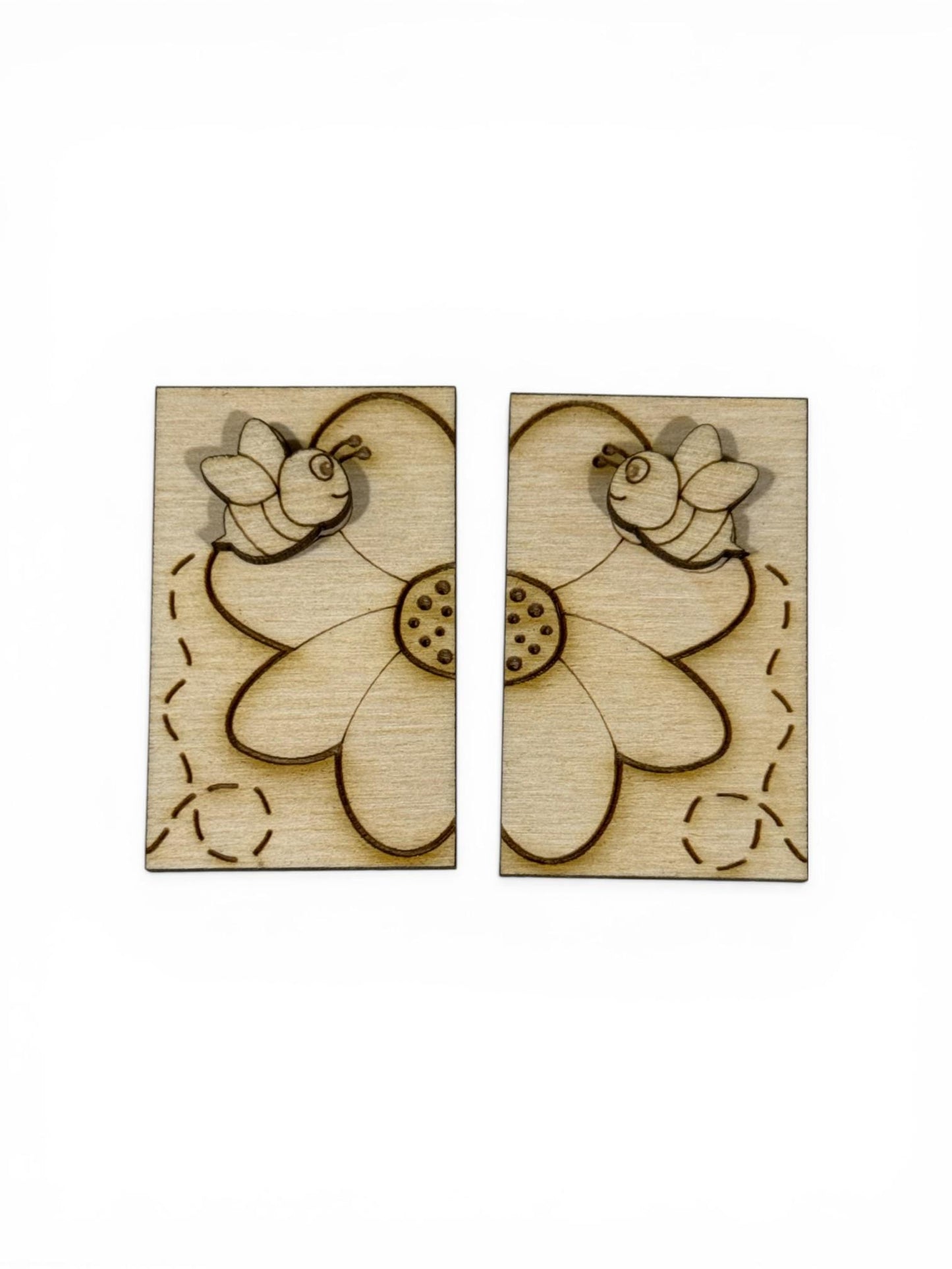 DIY Summer Bee with Flower Laser Blank Hair Clip 2", Unfinished Hair Clip, Wood is Ready to Paint, Laser Cut, Flower Claw Clip 2"