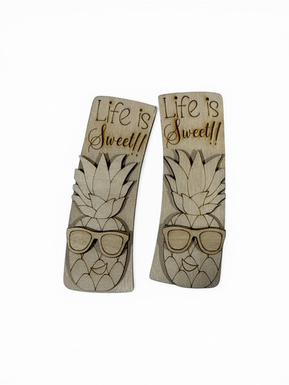 DIY Life is Sweet Pineapple Claw Clip Pieces: Unfinished Wood Laser Cut Blanks, Pineapple