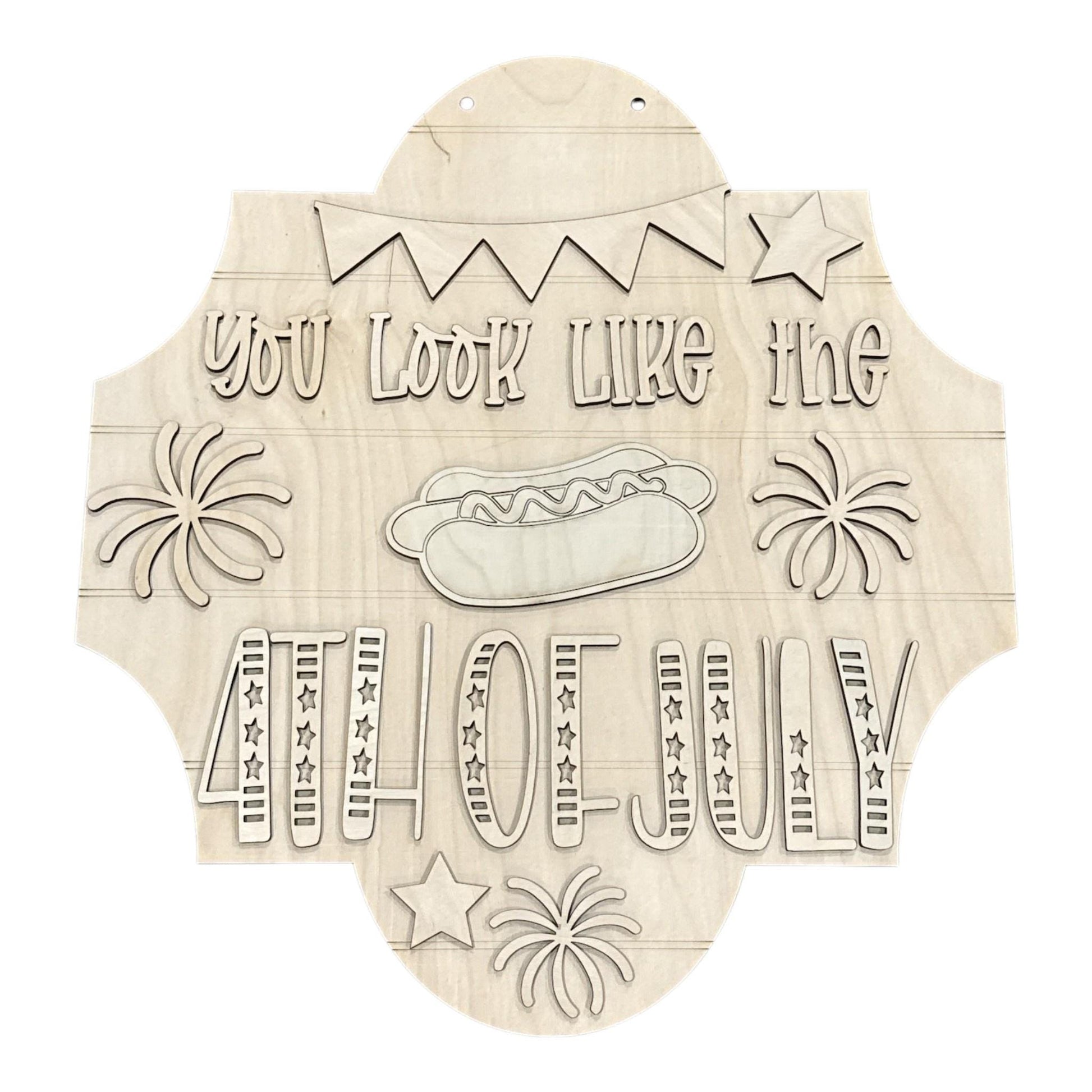DIY You look like the 4th of July Hot Dog Doo Hanger: 4th of July, Unfinished, Whimsical, Memorial Day
