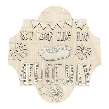 DIY You look like the 4th of July Hot Dog Doo Hanger: 4th of July, Unfinished, Whimsical, Memorial Day