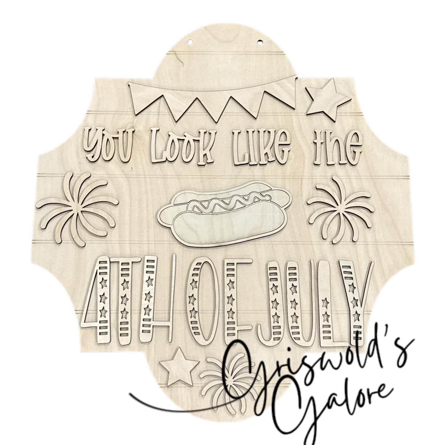 DIY You look like the 4th of July Hot Dog Doo Hanger: 4th of July, Unfinished, Whimsical, Memorial Day