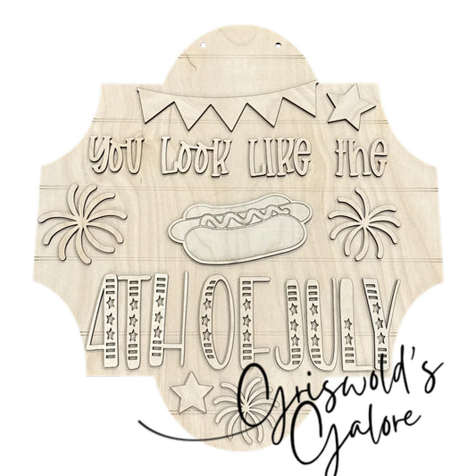 DIY You look like the 4th of July Hot Dog Doo Hanger: 4th of July, Unfinished, Whimsical, Memorial Day