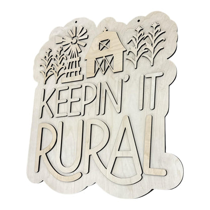 DIY Keepin' it Rural Door Hanger: Farm Life, Unfinished, Home Sign, Rural Door Hanger