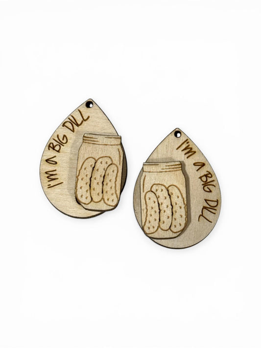 DIY I'm kind of a big dill Earrings: Unfinished Wood Pickle Earrings, Dill Pickle Earrings