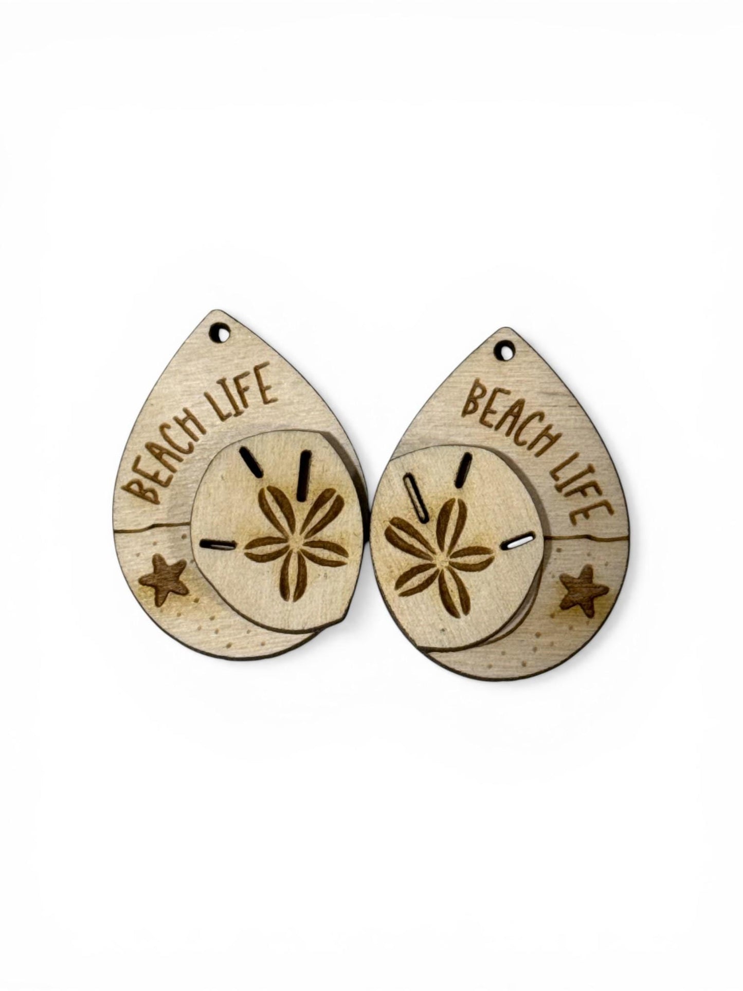 DIY Beach Life with Sandollar Earrings: Unfinished Wood Beach Earrings, Summer Ocean