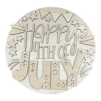 DIY Happy 4th of July Door Hanger: 4th of July, Unfinished, 3D 4th of July, Memorial Day, USA