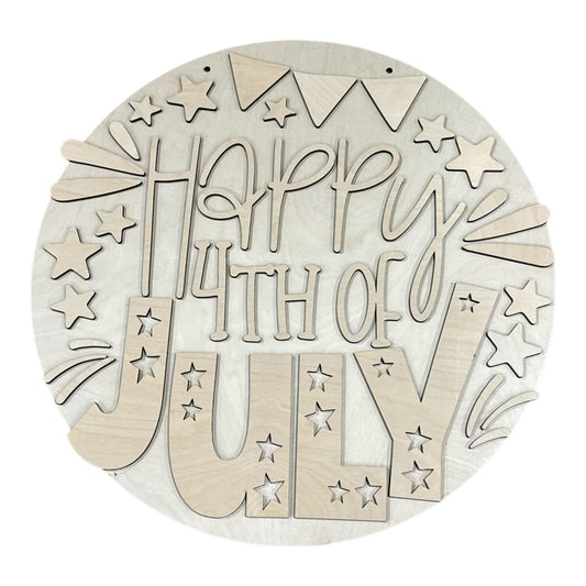 DIY Happy 4th of July Door Hanger: 4th of July, Unfinished, 3D 4th of July, Memorial Day, USA