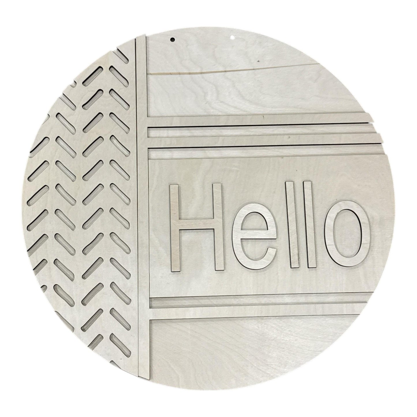 DIY Hello Vertical Lines Door Hanger: Modern Hello Door Hanger, Unfinished, 3D Door Hanger