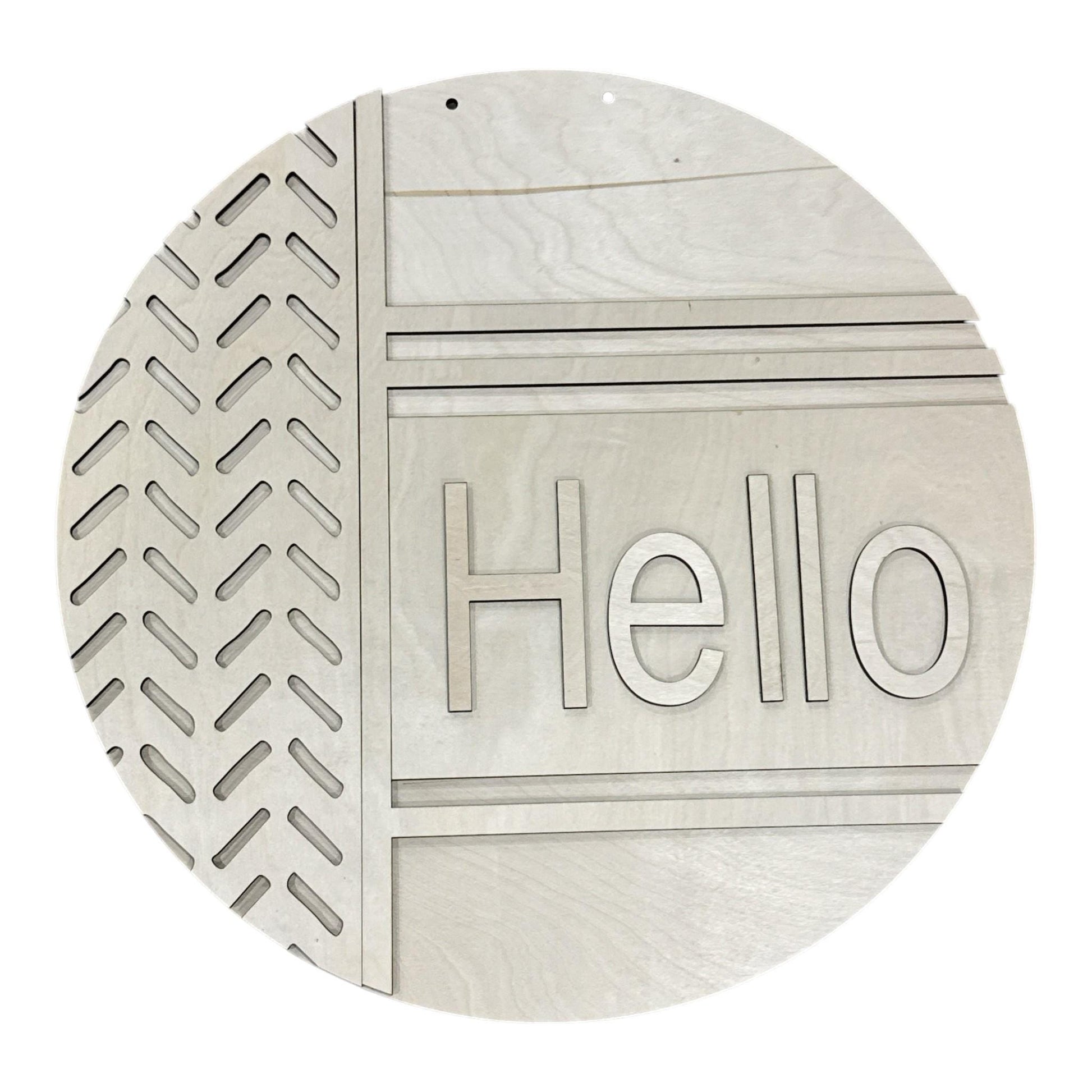 DIY Hello Vertical Lines Door Hanger: Modern Hello Door Hanger, Unfinished, 3D Door Hanger