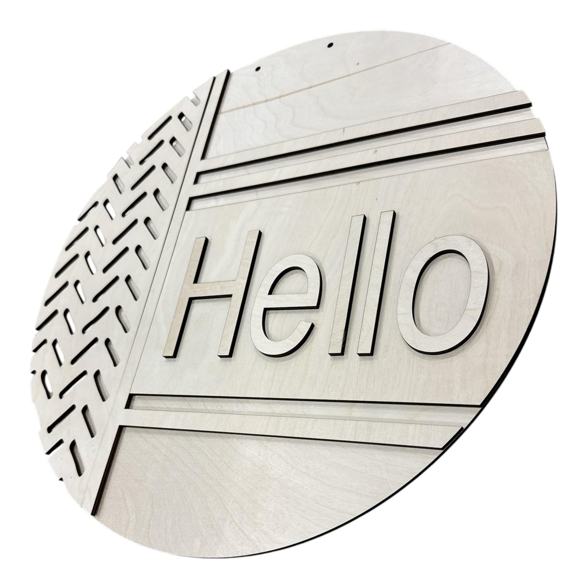 DIY Hello Vertical Lines Door Hanger: Modern Hello Door Hanger, Unfinished, 3D Door Hanger