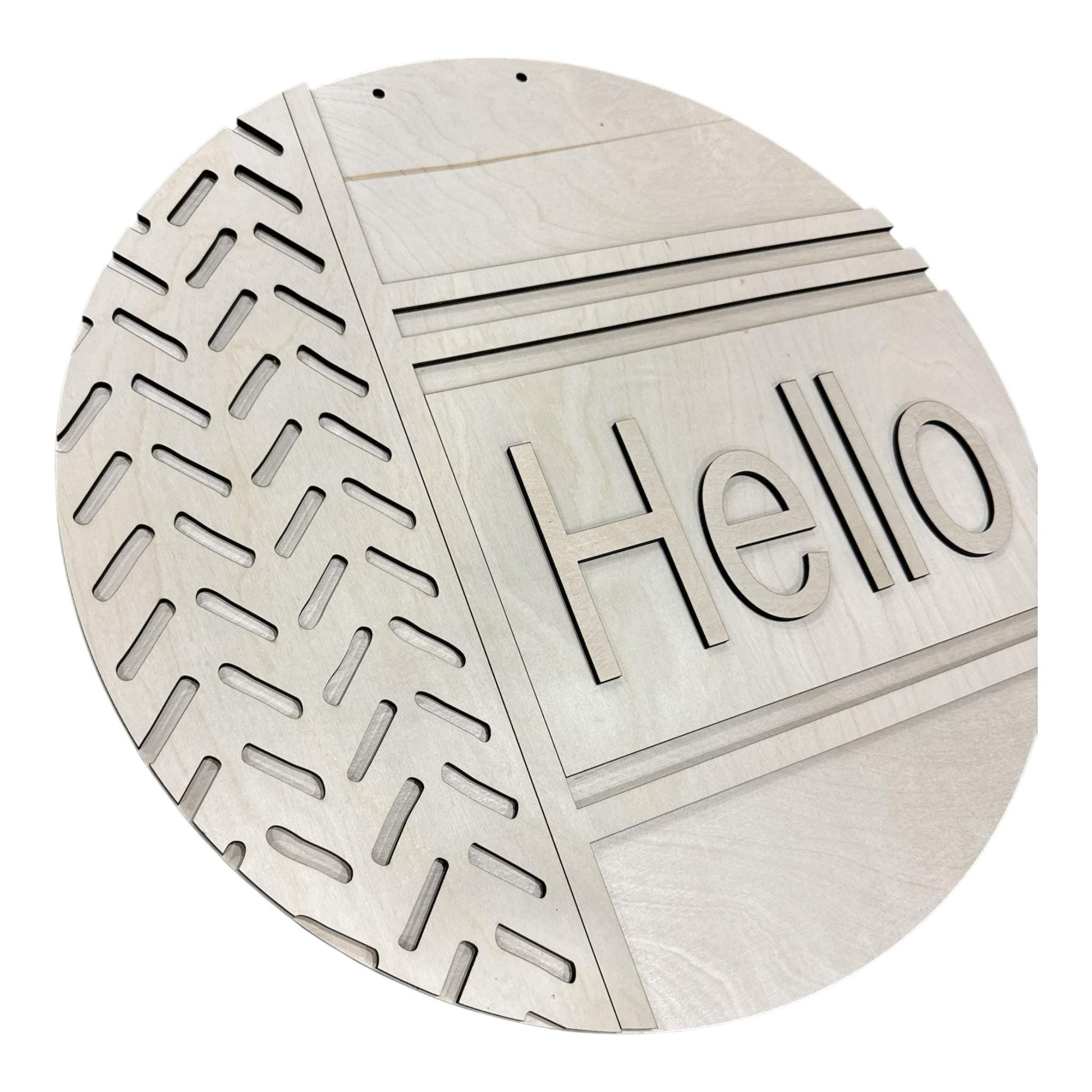 DIY Hello Vertical Lines Door Hanger: Modern Hello Door Hanger, Unfinished, 3D Door Hanger