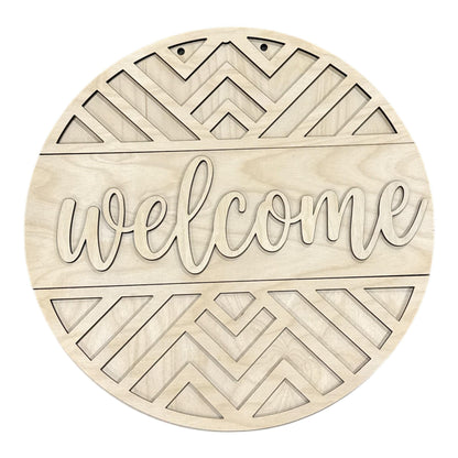 DIY Welcome Geometric Door hanger, Unfinished Wooden Door Hanger: Unfinished, Welcome Door Hanger, Paint Party