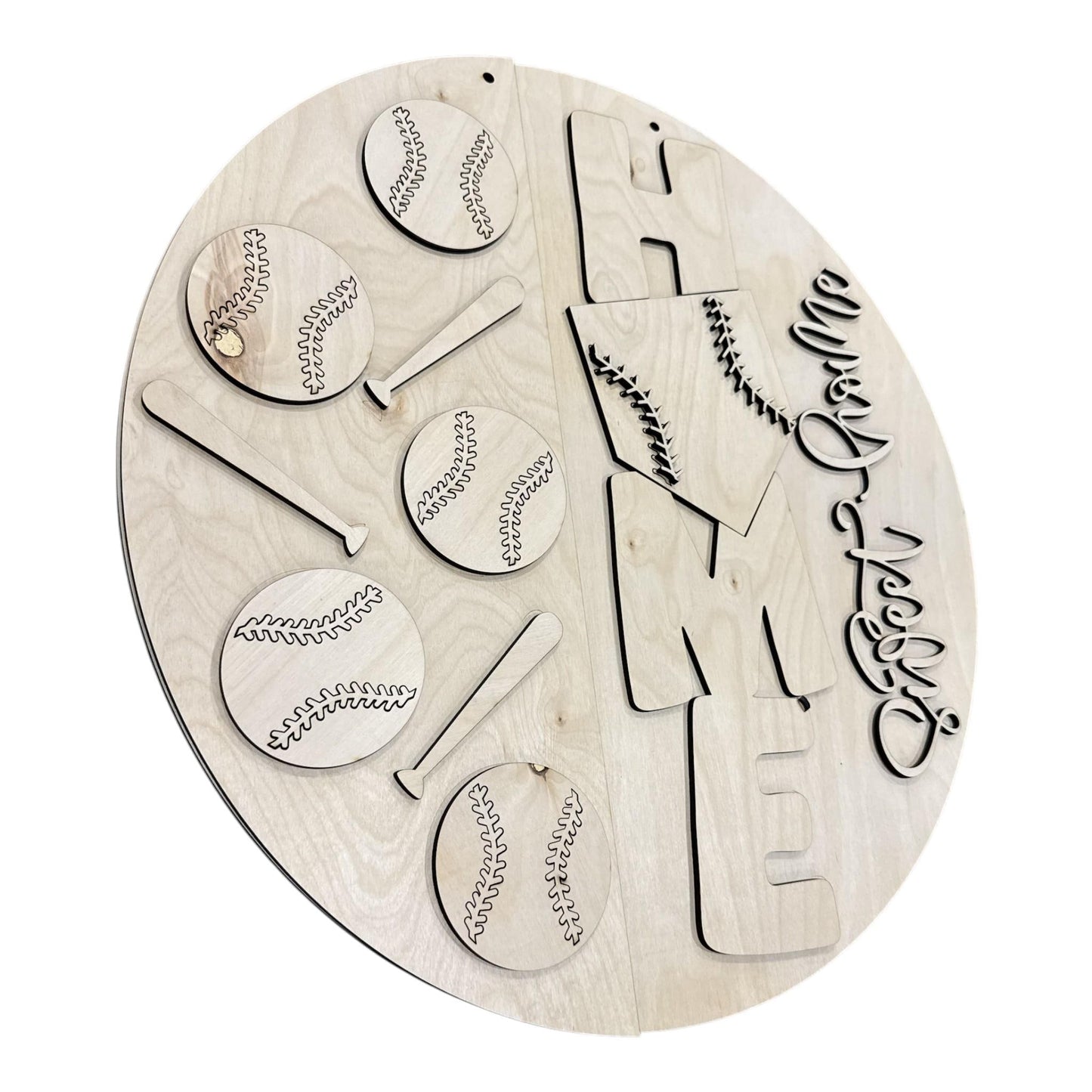 DIY Home Sweet Home with Base Baseball Door Hanger: Baseball, Unfinished, 3-D Baseball Door Hanger, Sports Door hanger