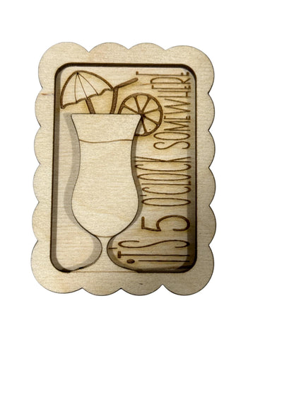 DIY It's 5 o'clock somewhere Magnet Set, Summer Drink Magnet Unfinished, Fridge Magnets DIY, Unfinished