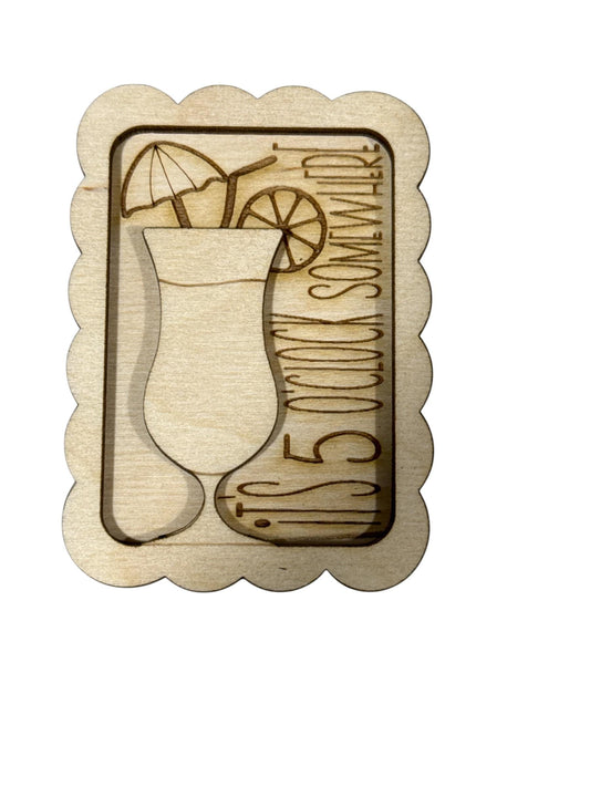 DIY It's 5 o'clock somewhere Magnet Set, Summer Drink Magnet Unfinished, Fridge Magnets DIY, Unfinished