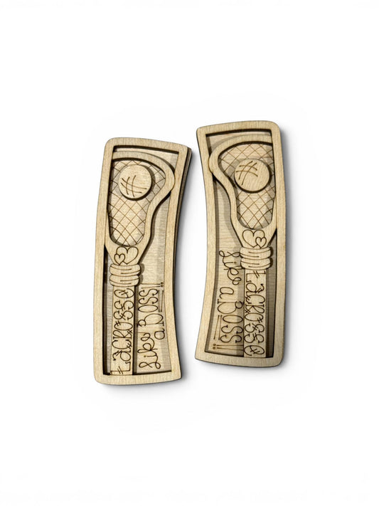 DIY Lacrosse Like a Boss Wood Laser Blank Hair Clip Pieces, Unfinished Pickle, Wood is Ready to Paint, Laser Cut, Lacrosse