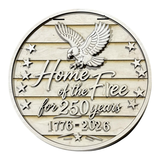 DIY Home of the Free America 250 Years Eagle 1776 Door hanger, Unfinished Wooden Door Hanger: Unfinished, Welcome Door Hanger, Paint Party