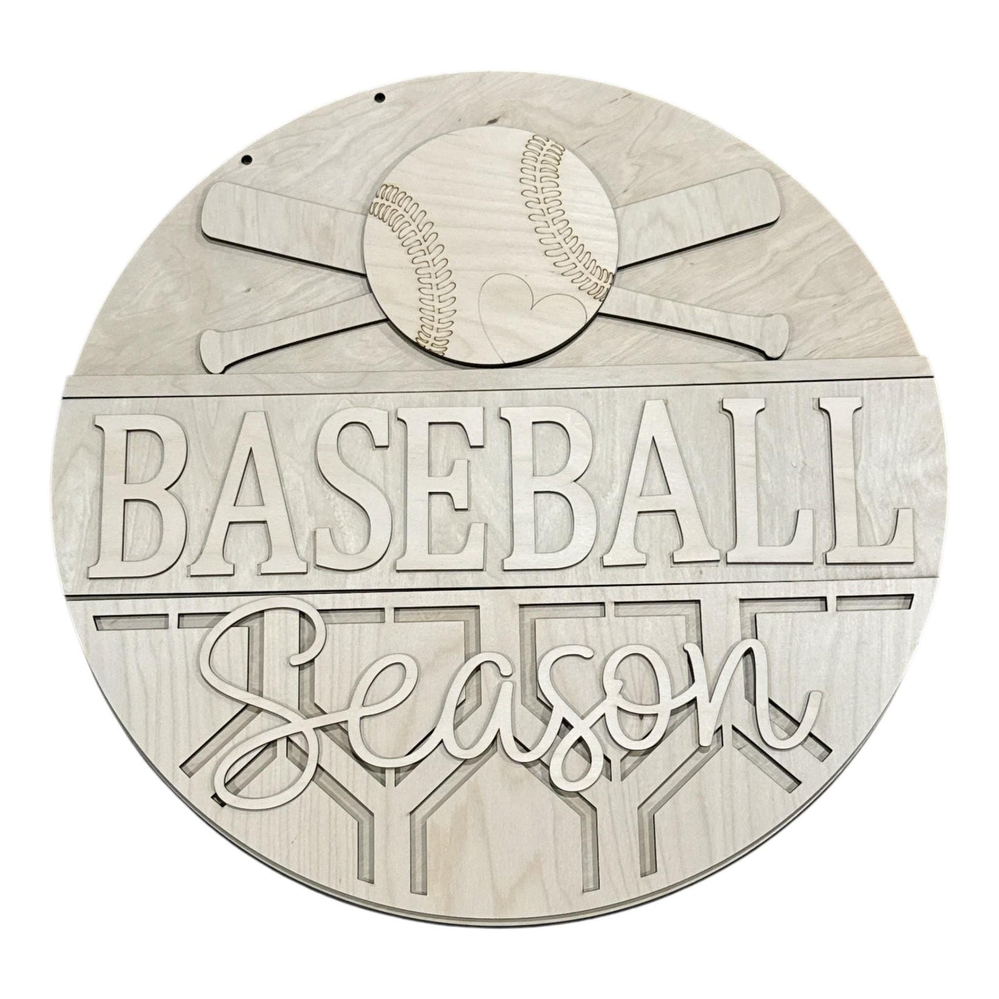DIY Baseball Season with ball and bats Heart Door hanger, Unfinished Wooden Door Hanger: Unfinished, Baseball Season, Paint Party