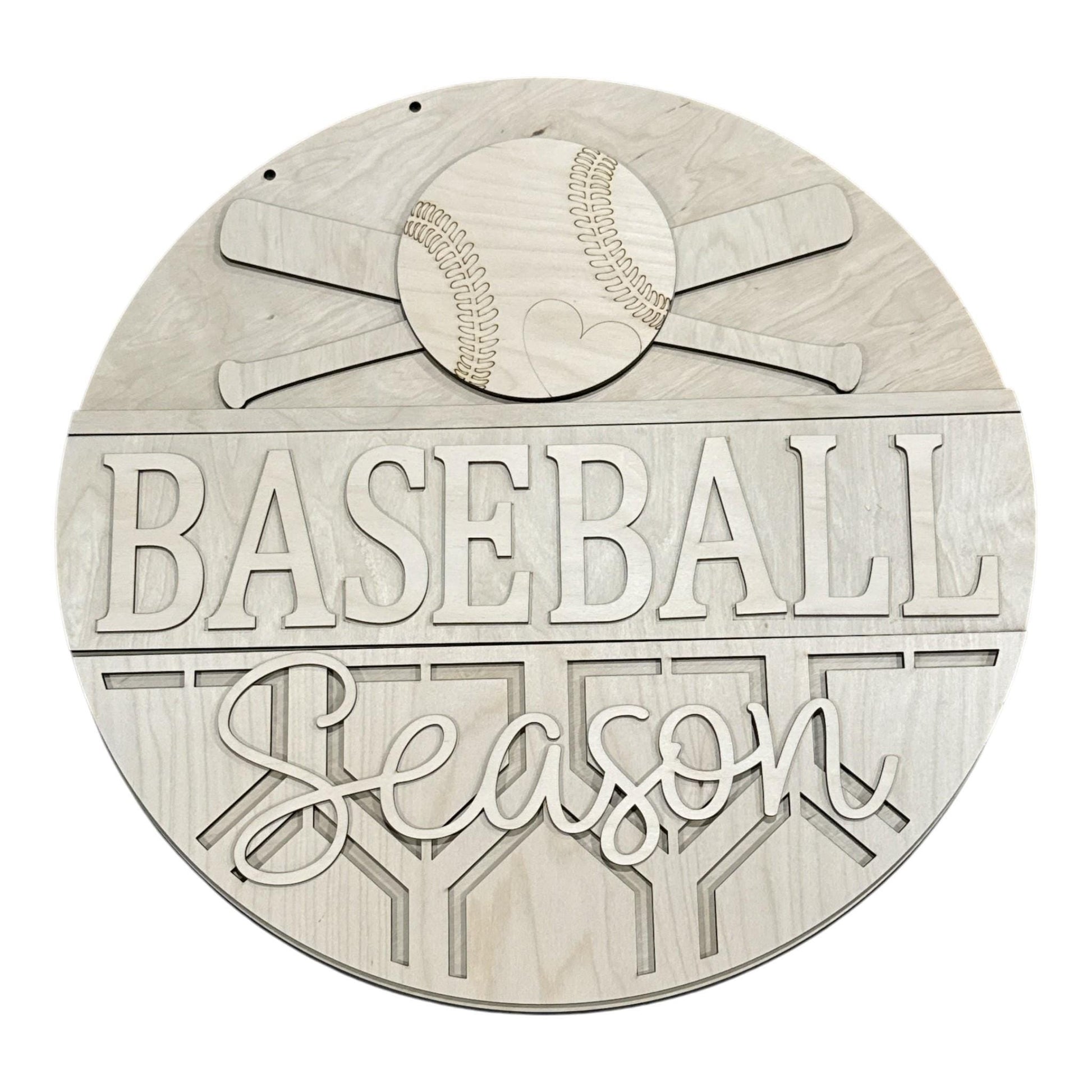 DIY Baseball Season with ball and bats Heart Door hanger, Unfinished Wooden Door Hanger: Unfinished, Baseball Season, Paint Party