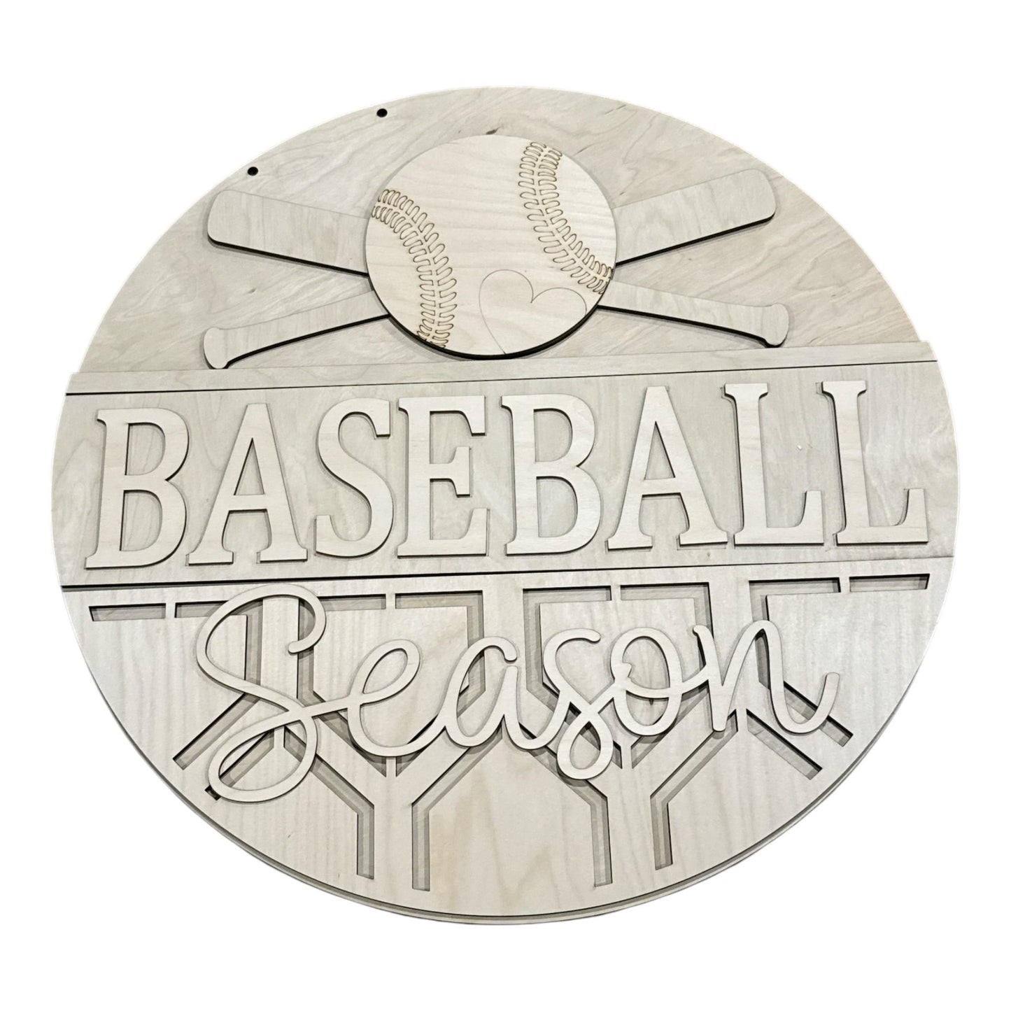 DIY Baseball Season with ball and bats Heart Door hanger, Unfinished Wooden Door Hanger: Unfinished, Baseball Season, Paint Party