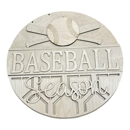 DIY Baseball Season with ball and bats Heart Door hanger, Unfinished Wooden Door Hanger: Unfinished, Baseball Season, Paint Party