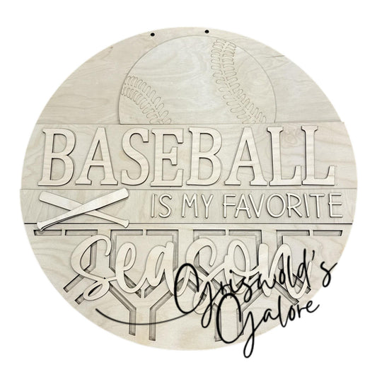 DIY Baseball is my favorite Season Door hanger, Unfinished Wooden Door Hanger: Unfinished, Baseball Season, Paint Party