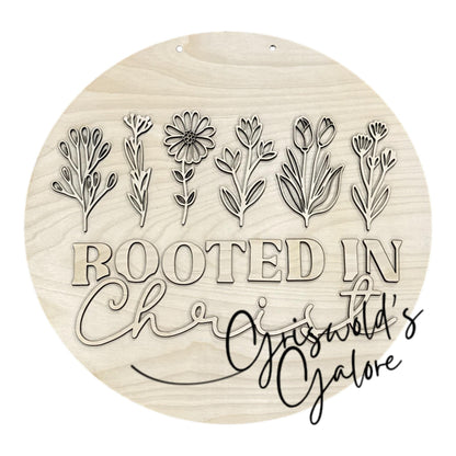 DIY Rooted in Christ Door hanger, Unfinished Wooden Door Hanger: Unfinished, Faith Based, Christian Door Hanger Paint Party