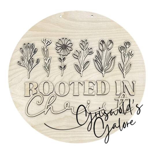 DIY Rooted in Christ Door hanger, Unfinished Wooden Door Hanger: Unfinished, Faith Based, Christian Door Hanger Paint Party