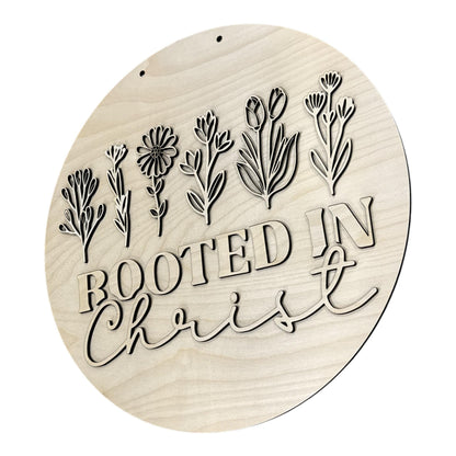 DIY Rooted in Christ Door hanger, Unfinished Wooden Door Hanger: Unfinished, Faith Based, Christian Door Hanger Paint Party