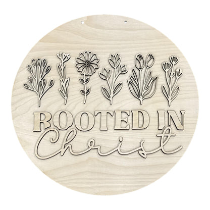 DIY Rooted in Christ Door hanger, Unfinished Wooden Door Hanger: Unfinished, Faith Based, Christian Door Hanger Paint Party