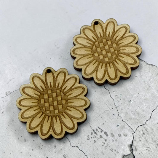 DIY Sunflower Checkered Earrings: Unfinished Craft Blanks, Sunflower Earrings, Checkered Sunflower, Unfinished Earrings