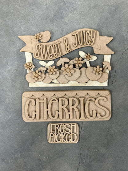 DIY Fresh Picked Cherries Truck Insert: Summertime Cherries, Decor Kit, Interchangeable Insert, Cherry Interchangeable