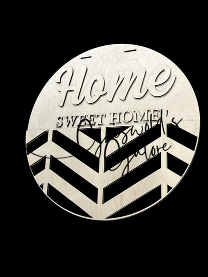 DIY Home Sweet Home Chevron Door hanger, Unfinished Wooden Door Hanger: Unfinished,3-D Chevron Home Sweet Home, Paint Party