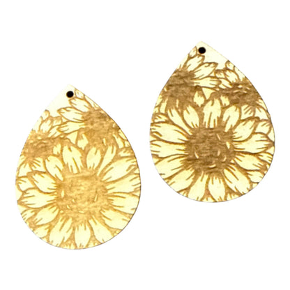 DIY Sunflower TearDrop Wooden Earrings: Unfinished Craft Blanks, Flowers bundle, Singles