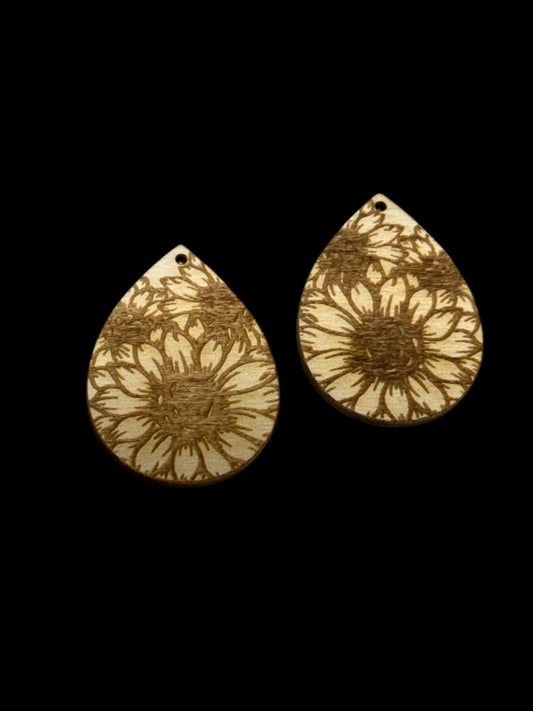DIY Sunflower TearDrop Wooden Earrings: Unfinished Craft Blanks, Flowers bundle, Singles