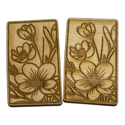 DIY Floral Hair Clip and Earrings, 2" and 4" Claw Clip, Floral Earrings: Unfinished Wood Laser Cut Blank, Floral Earrings
