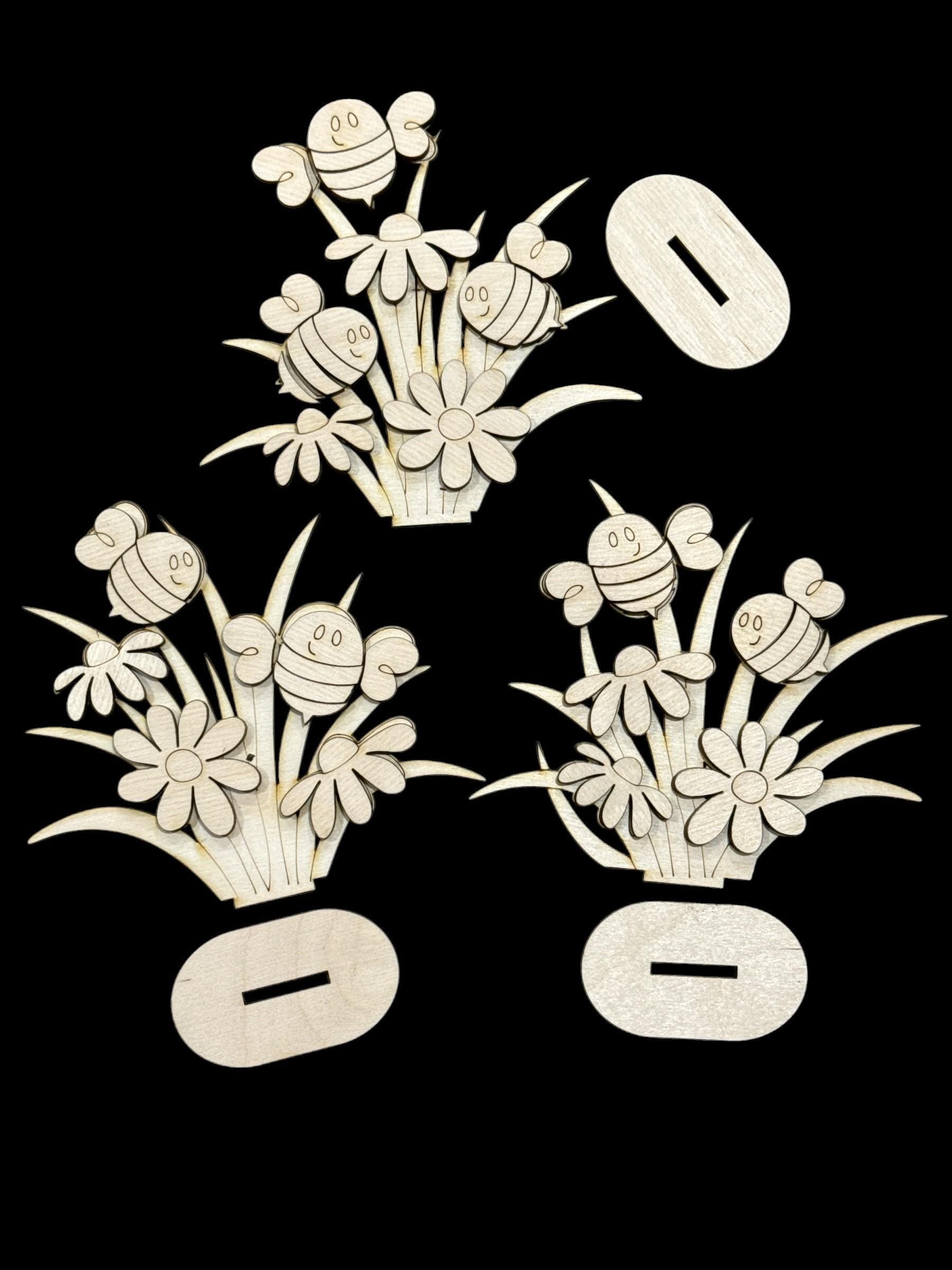 DIY Standing Bees, Standing Bees with Daisies, Daisy Bee Blanks, Bee Blanks, Bee and Daisy Tiered Tray Pieces, Choose Bee, Singles