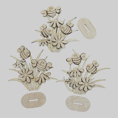 DIY Standing Bees, Standing Bees with Daisies, Daisy Bee Blanks, Bee Blanks, Bee and Daisy Tiered Tray Pieces, Choose Bee, Singles