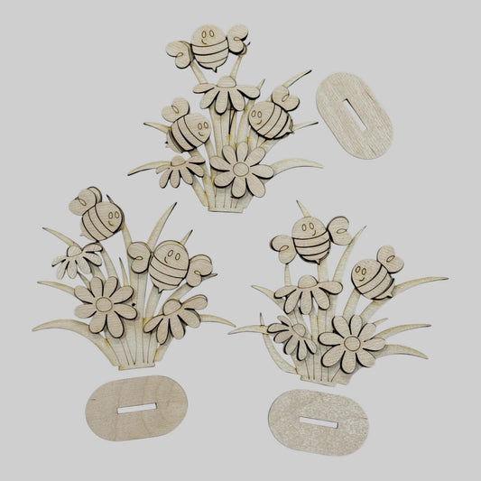 DIY Standing Bees, Standing Bees with Daisies, Daisy Bee Blanks, Bee Blanks, Bee and Daisy Tiered Tray Pieces, Choose Bee, Singles