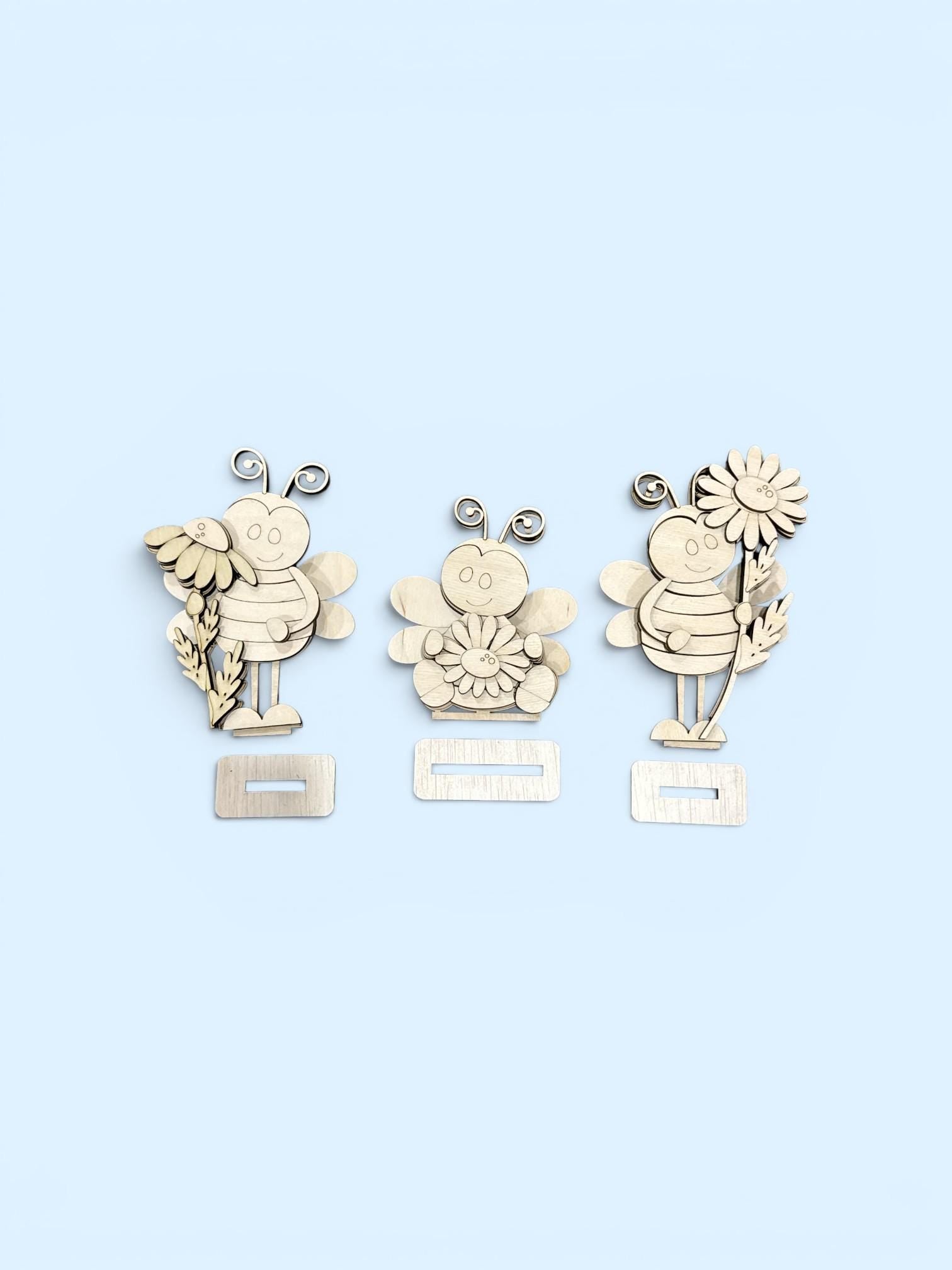 DIY Standing Bees, Standing Bees with Daisies, Daisy Bee Blanks, Bee Blanks, Bee and Daisy Tiered Tray Pieces, Choose Bee, Singles