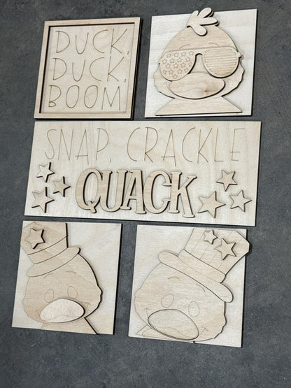 DIY Duck 4th of July Ladder Inserts, Ladder Inserts DIY, 4.25" Squares for inserts, Leaning ladder inserts, Duck, 4th of July