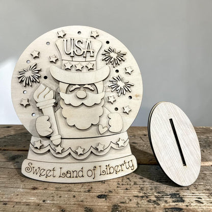 DIY USA Snow Globe Shelf Sitter, Seasonal Decor, USA, 250th America, Snowglobe for lights, unfinished, America