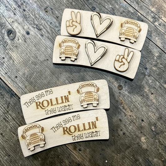 DIY Bus Driver Claw Clip, They see me rollin, Peace love School Bus Clip, Unfinished Claw, School Bus Claw Clip